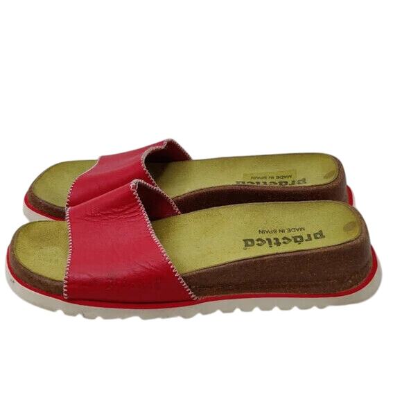 Y2K Womens Red Leather Sandal Sz 9 - Picture 3 of 9